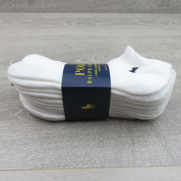 Polo Ralph Lauren Classic Sport Half Low Socks Mens Size 6-13 White (6-Pack) NEW - Picture 5 of 11